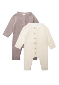 Doppelpack Strickoveralls in taupe und ecru