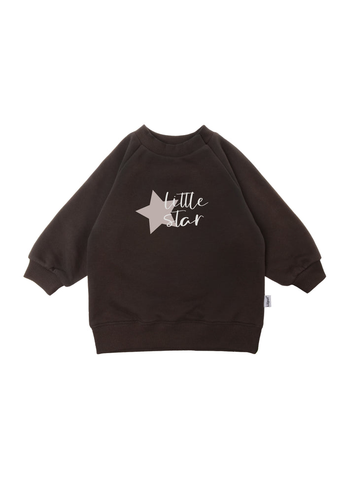 Sweatshirt in braun mit niedlichem Aufdruck "little star".