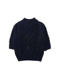 Strickpulli mit Zopfmuster in marine