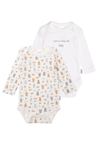 Doppelpack Amineckbodies mit AOP Bär und in weiß mit Wording "i am a very cute baby"