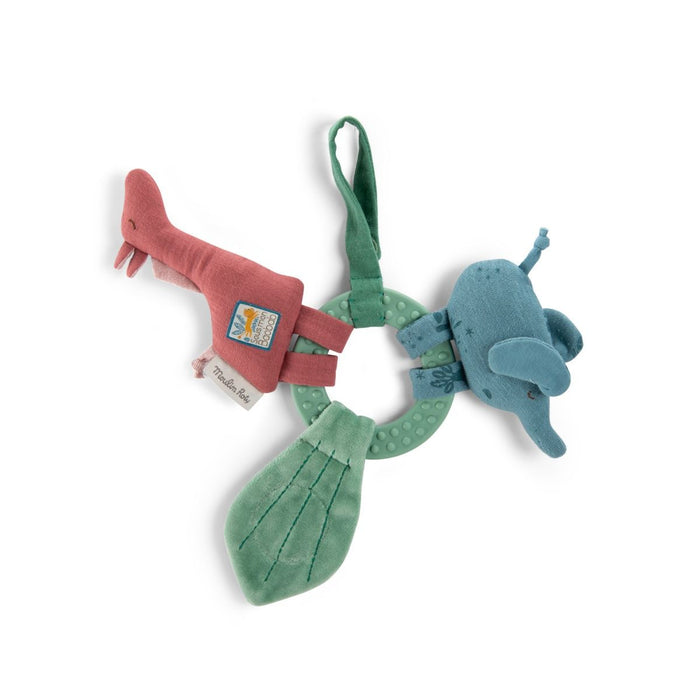 2-teiliges Set aus Rippbody blau und Moulin Roty Spielring