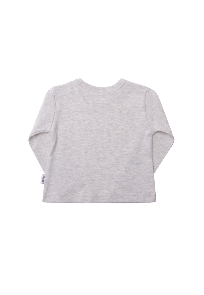 Rückseite des Langarmshirts in grau melange.