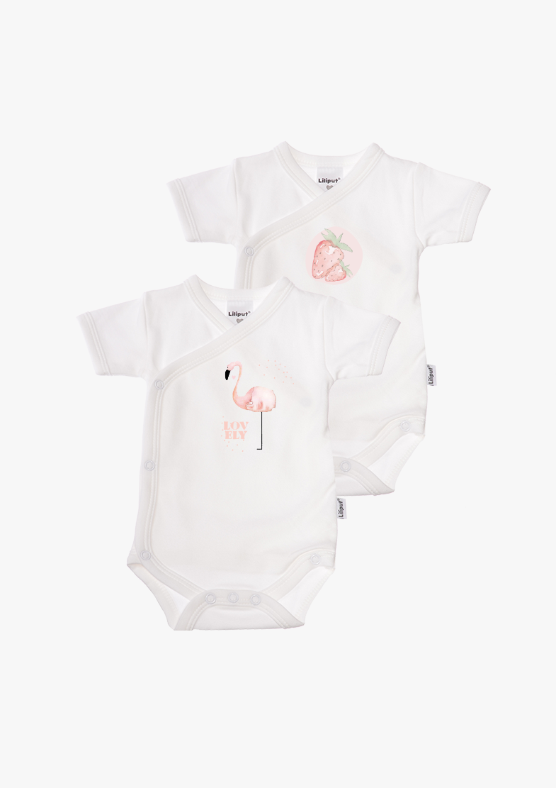 2er-Pack Kurzarm-Wickelbodys mit Flamingo