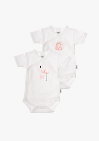 2er-Pack Kurzarm-Wickelbodys mit Flamingo