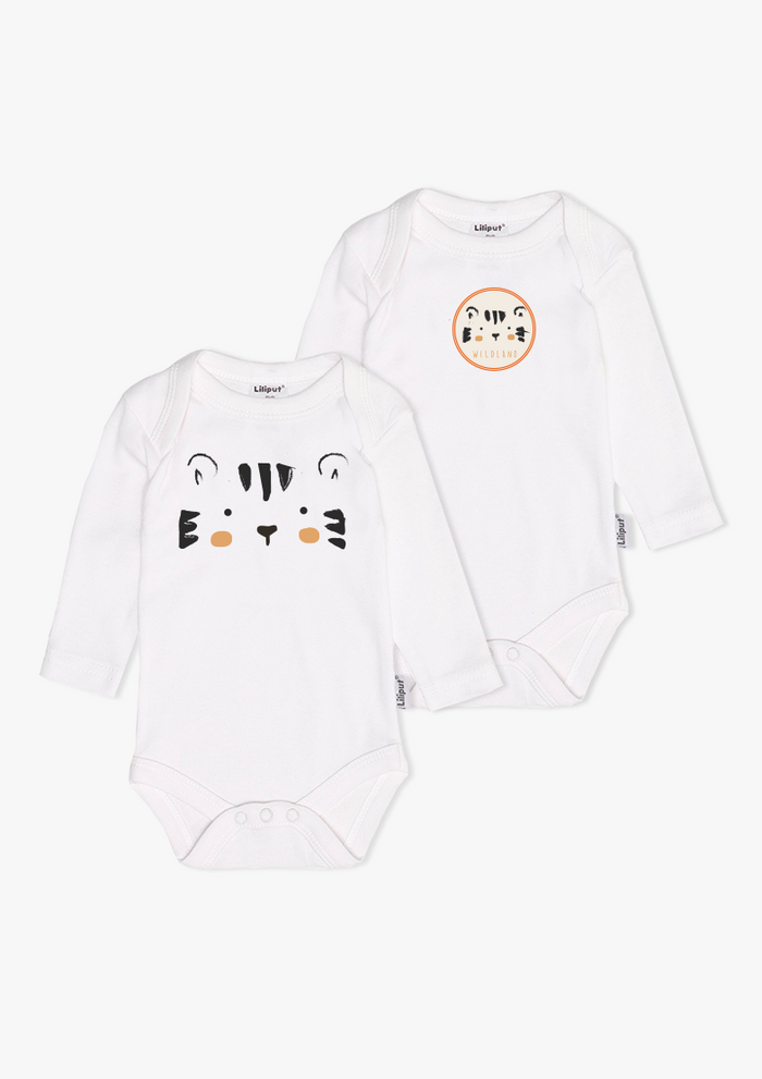 2er-Pack Langarmbodys mit Tiger