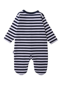 Rückseite des praktischen Overalls mit Füßchen.