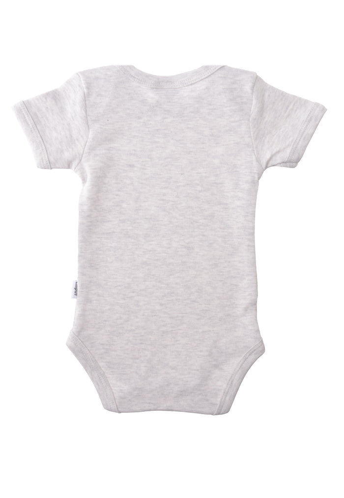2er-Pack Kurzarmbodys grau und marine-gestreift mit Print "Wunder"