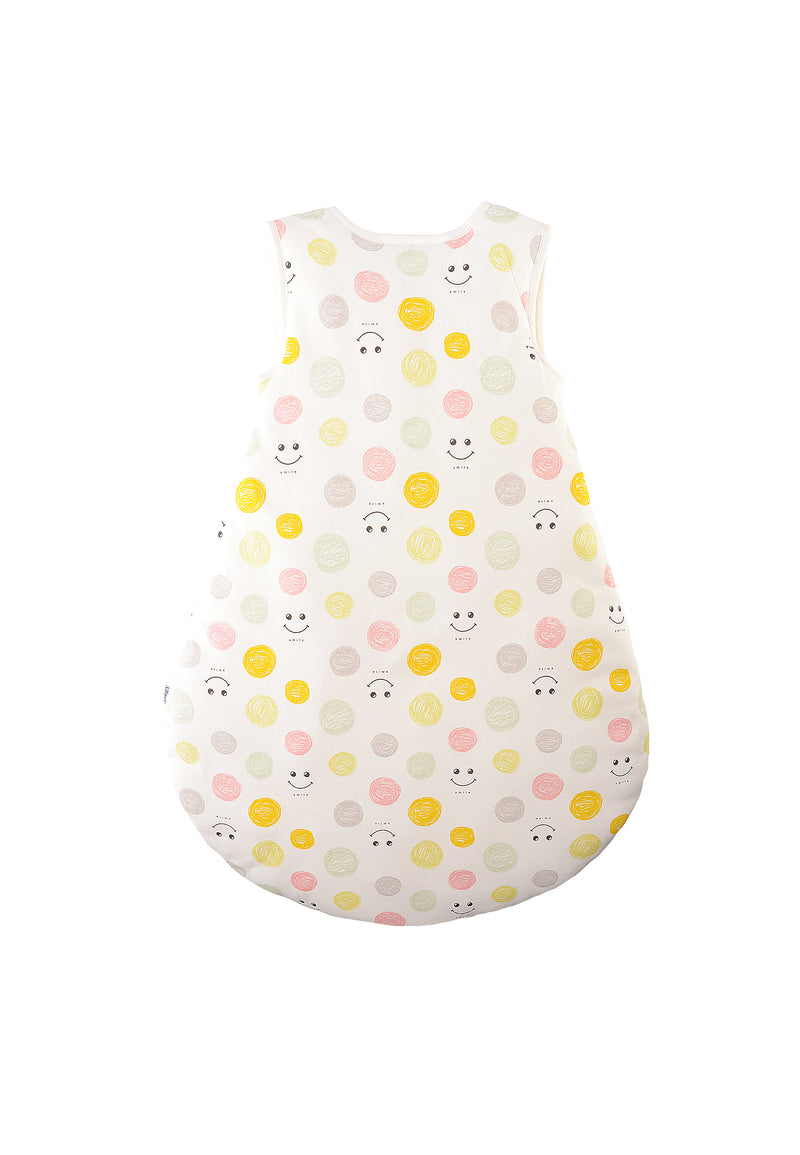 Rückseite Schlafsack mit Alloverprint Pünktchen und Smiley