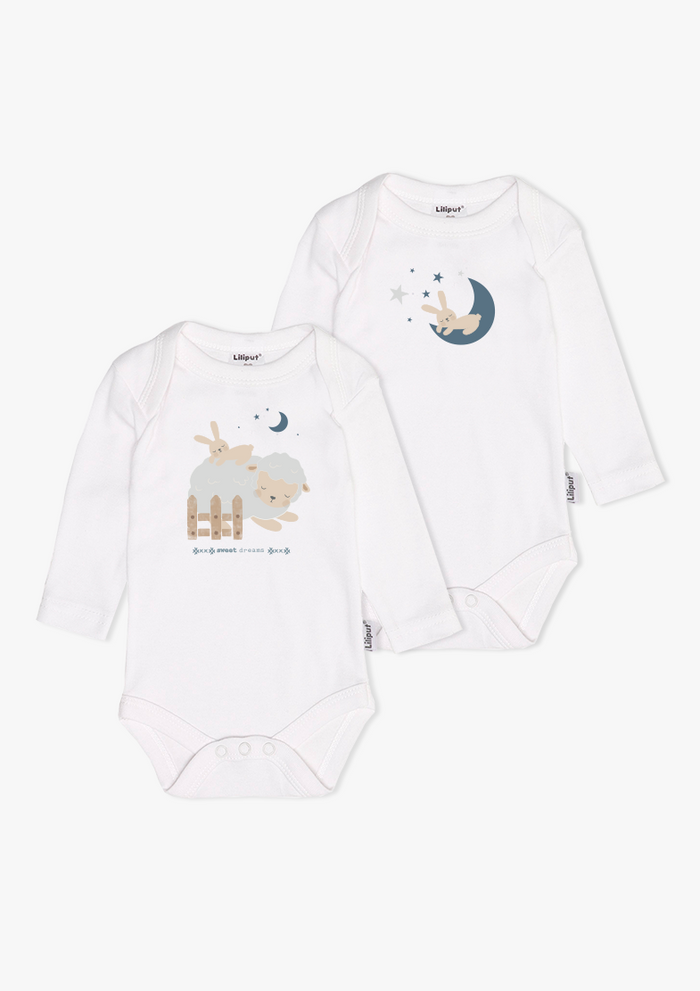 2er-Pack Langarm-Amineckbodys mit Schäfchen und Häschen