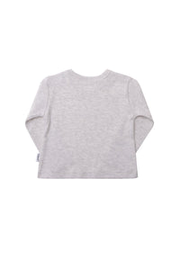 Rückseite des Langarmshirts in grau melange.
