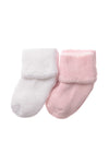 Doppelpack Socken in weiß und rosa.