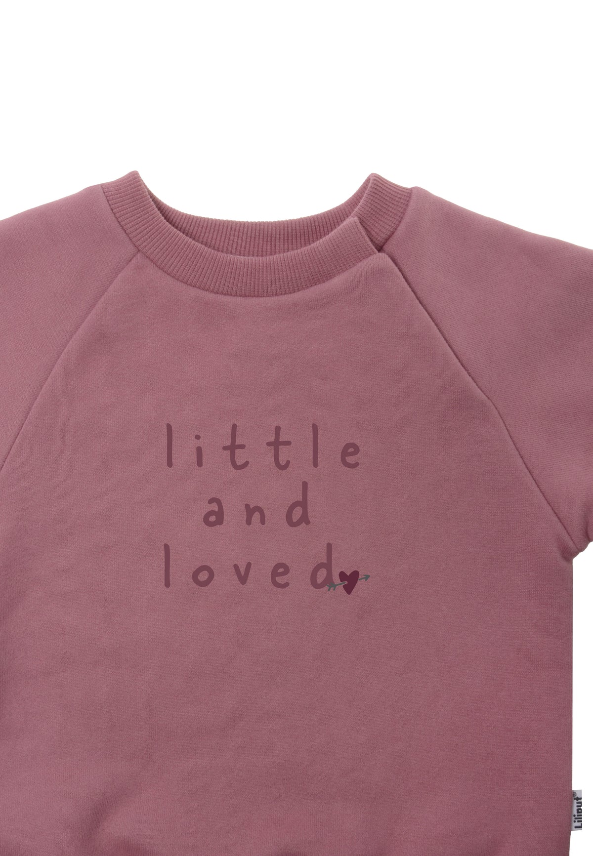 Detailaufnahme Sweatshirt mit Raglanärmeln in rosè.
