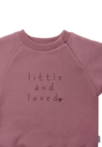 Detailaufnahme Sweatshirt mit Raglanärmeln in rosè.