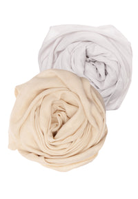 Musselintücher aus Bambus Viskose und Baumwolle in beige und grau 