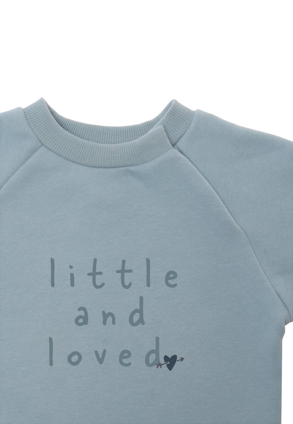 Weiches Sweatshirt in hellblau mit Print und Ribbündchen.