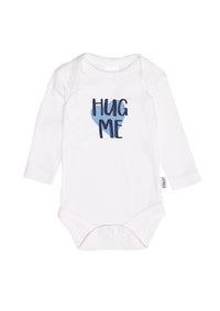 Langarmbody in weiß mit Frontprint "hug me".