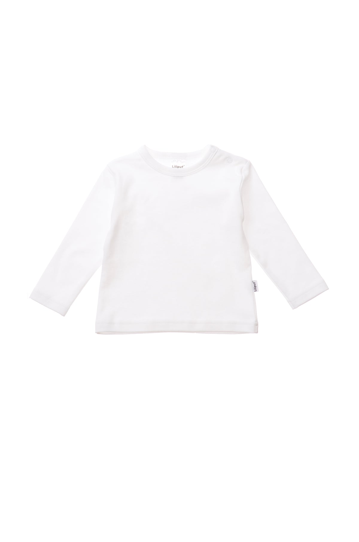 Langarmshirt in ecru und mit 2 Druckknöpfen auf der Schulter für ein einfaches An- und Ausziehen.