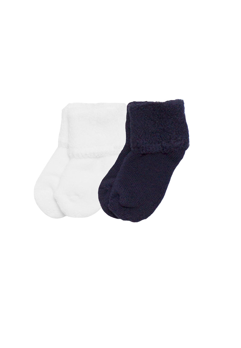 2 Paar Socken. 1x in weiß und 1x in marine.