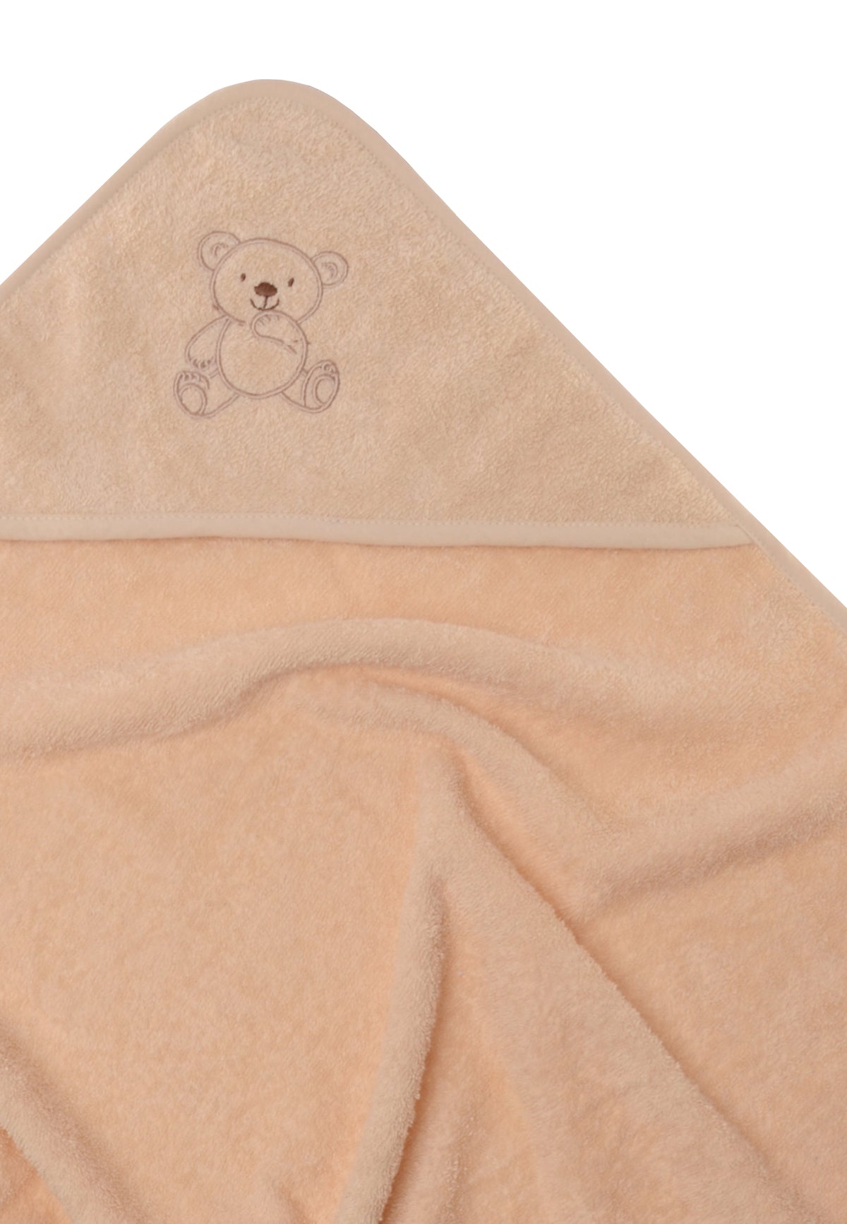 Detail Kapuzenbadetuch in beige mit Stickerei