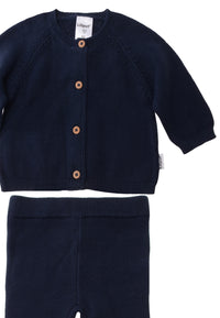 Detailaufnahme Strickset in marine