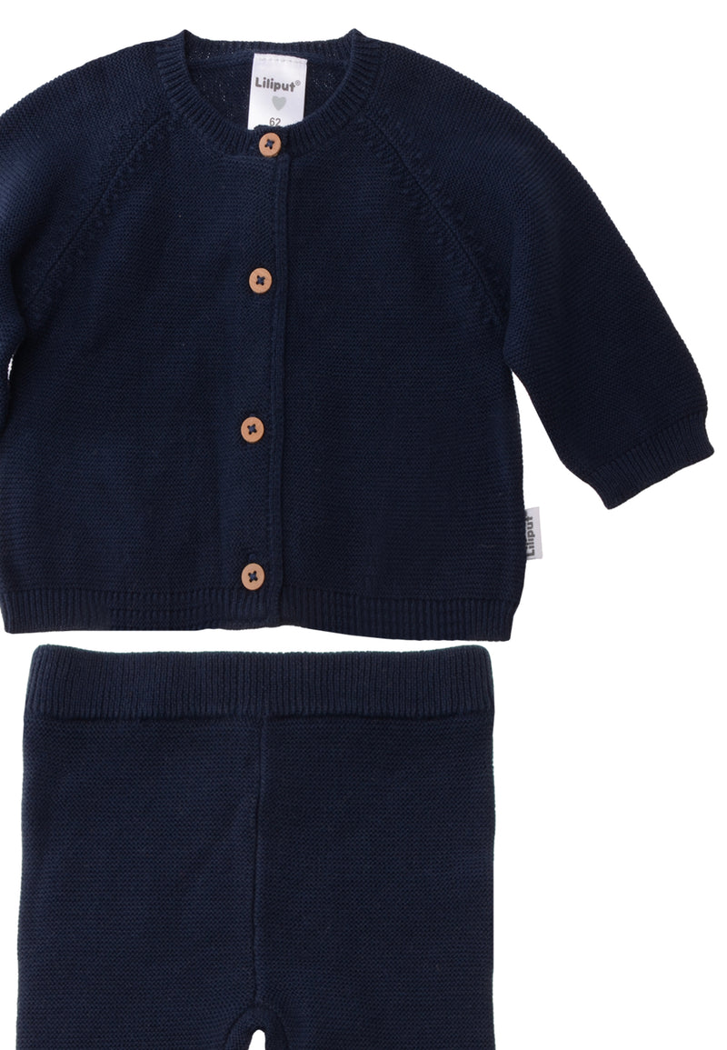 Detailaufnahme Strickset in marine