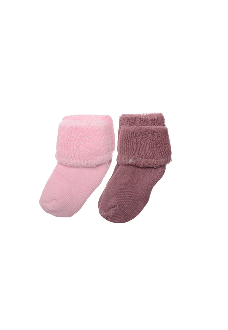 2 Paar Socken in rosè Farbtönen.