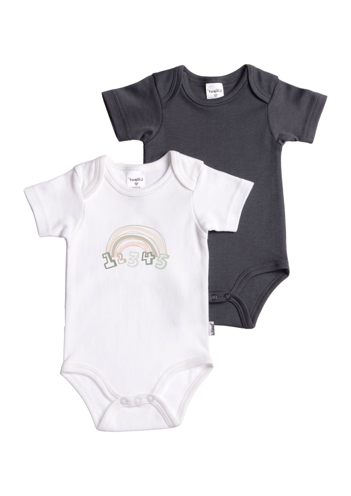 2er-Pack Kurzarm-Amineckbodys aus Bio-Baumwolle mit Regenbogen