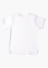 Kinder-T-Shirt aus Bio-Baumwolle in weiß mit "one"