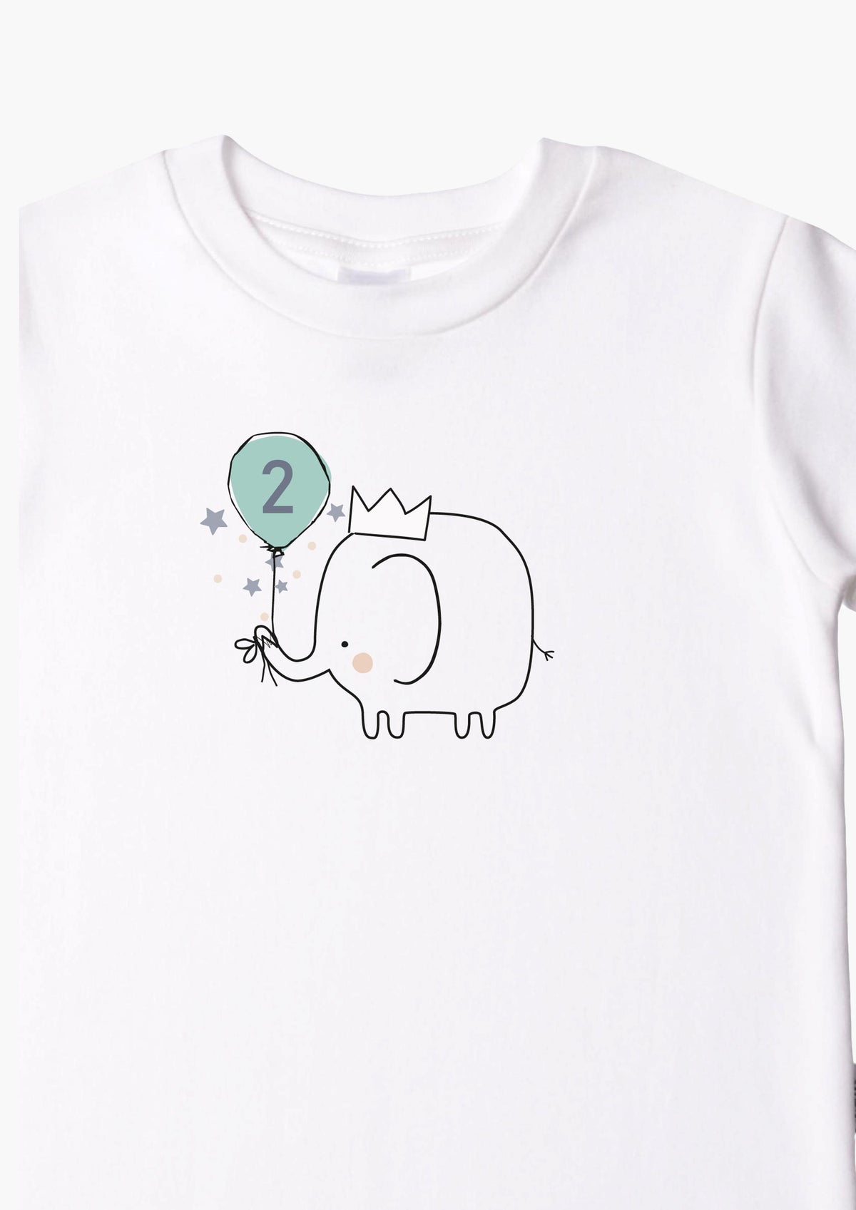 Kinder-T-Shirt aus Bio-Baumwolle in weiß mit Elefant "2. Geburtstag"