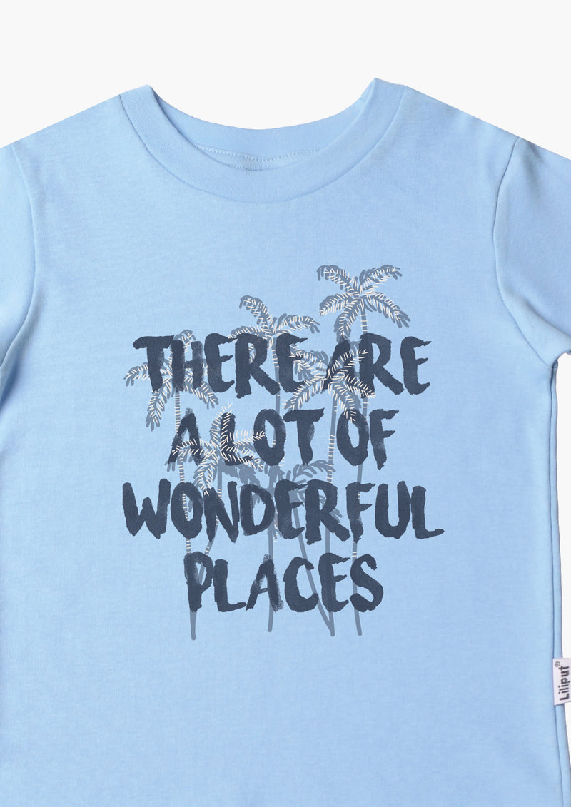 Kinder-T-Shirt aus Bio-Baumwolle in hellblau mit Wonderful Places