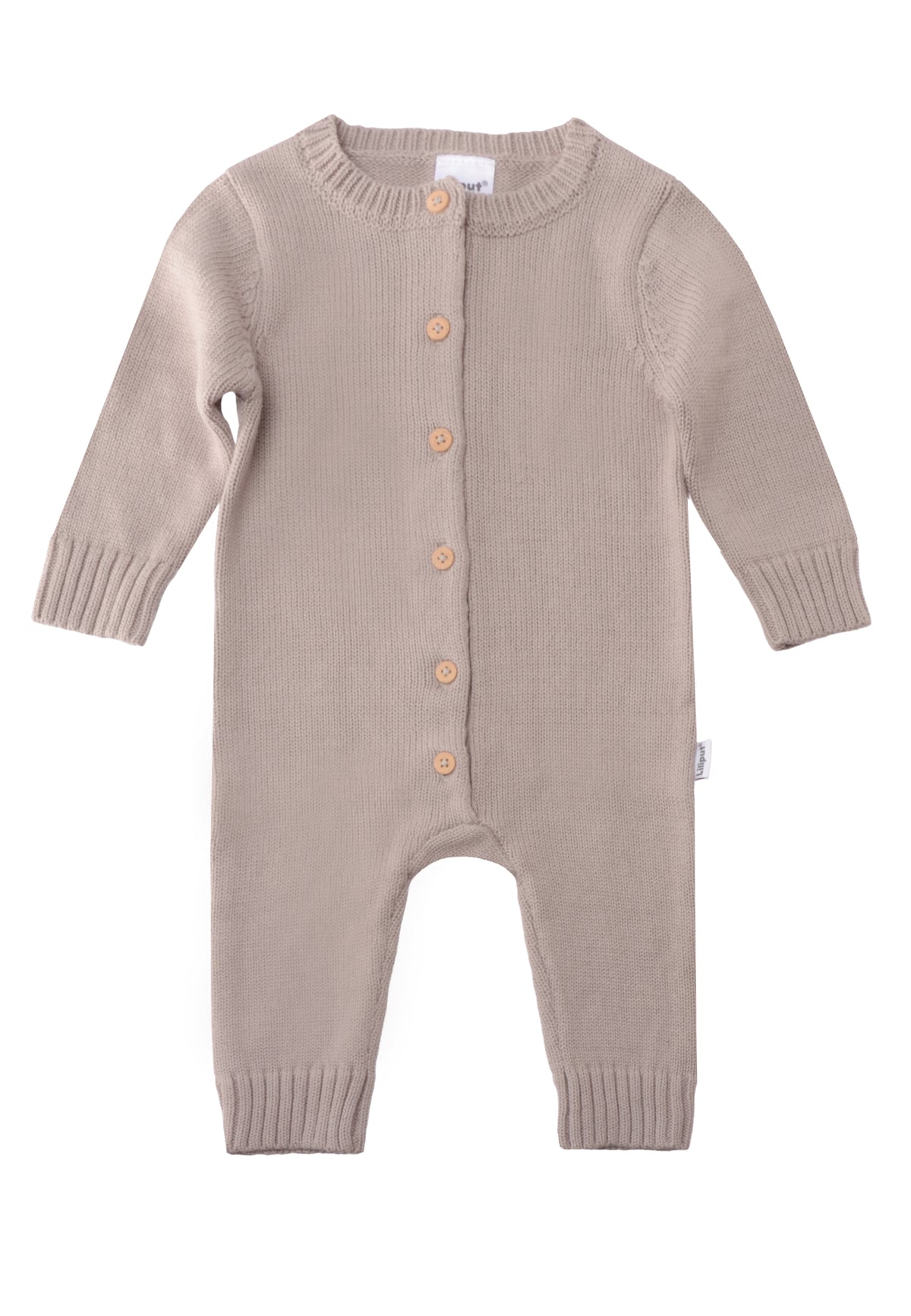 Strickoverall mit Holzknöpfen in taupe