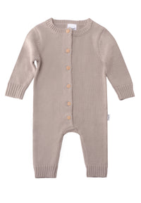 Strickoverall mit Holzknöpfen in taupe