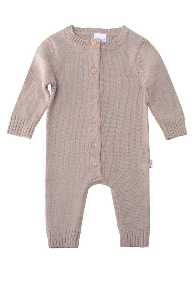 Strickoverall mit Holzknöpfen in taupe