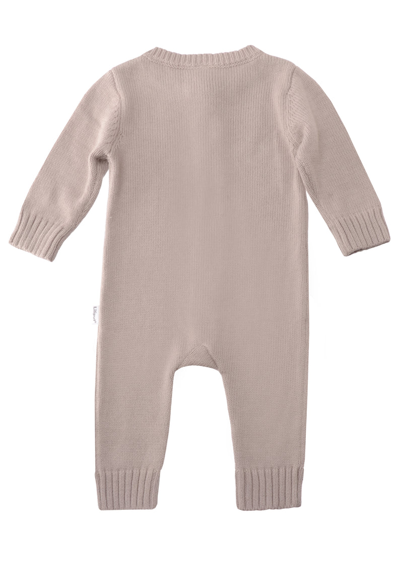 Strickoverall mit Holzknöpfen in taupe