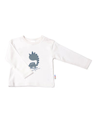 Langarmshirt in ecru mit Dinosaurier