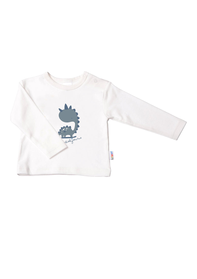 Langarmshirt in ecru mit Dinosaurier