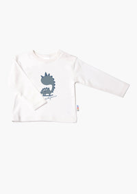 Langarmshirt in ecru mit Dinosaurier