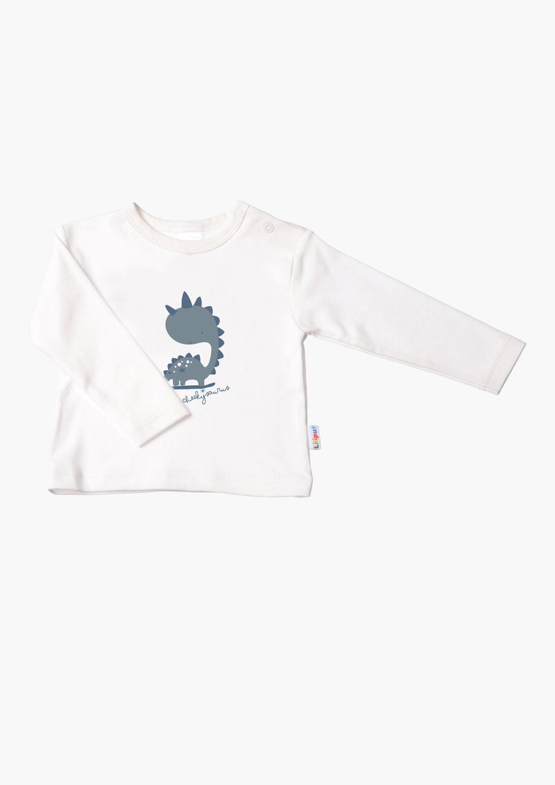 Langarmshirt in ecru mit Dinosaurier