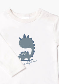 Langarmshirt in ecru mit Dinosaurier