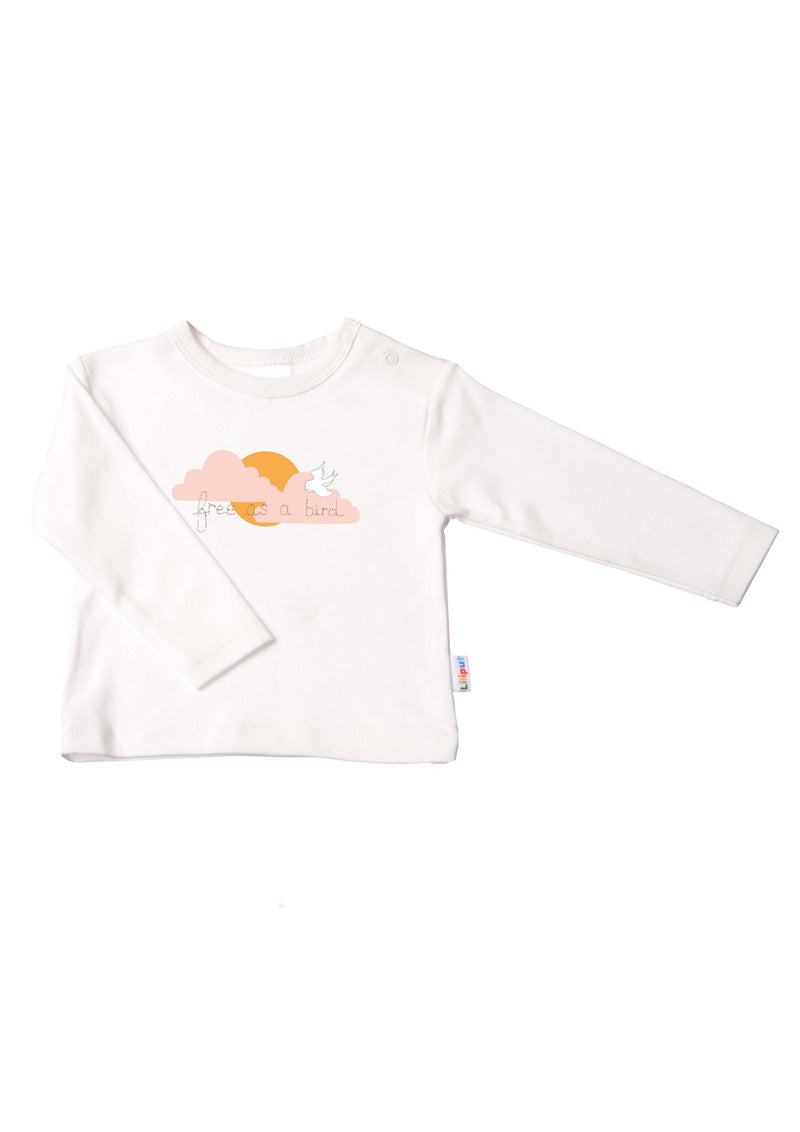 Langarmshirt in ecru mit Free as a bird