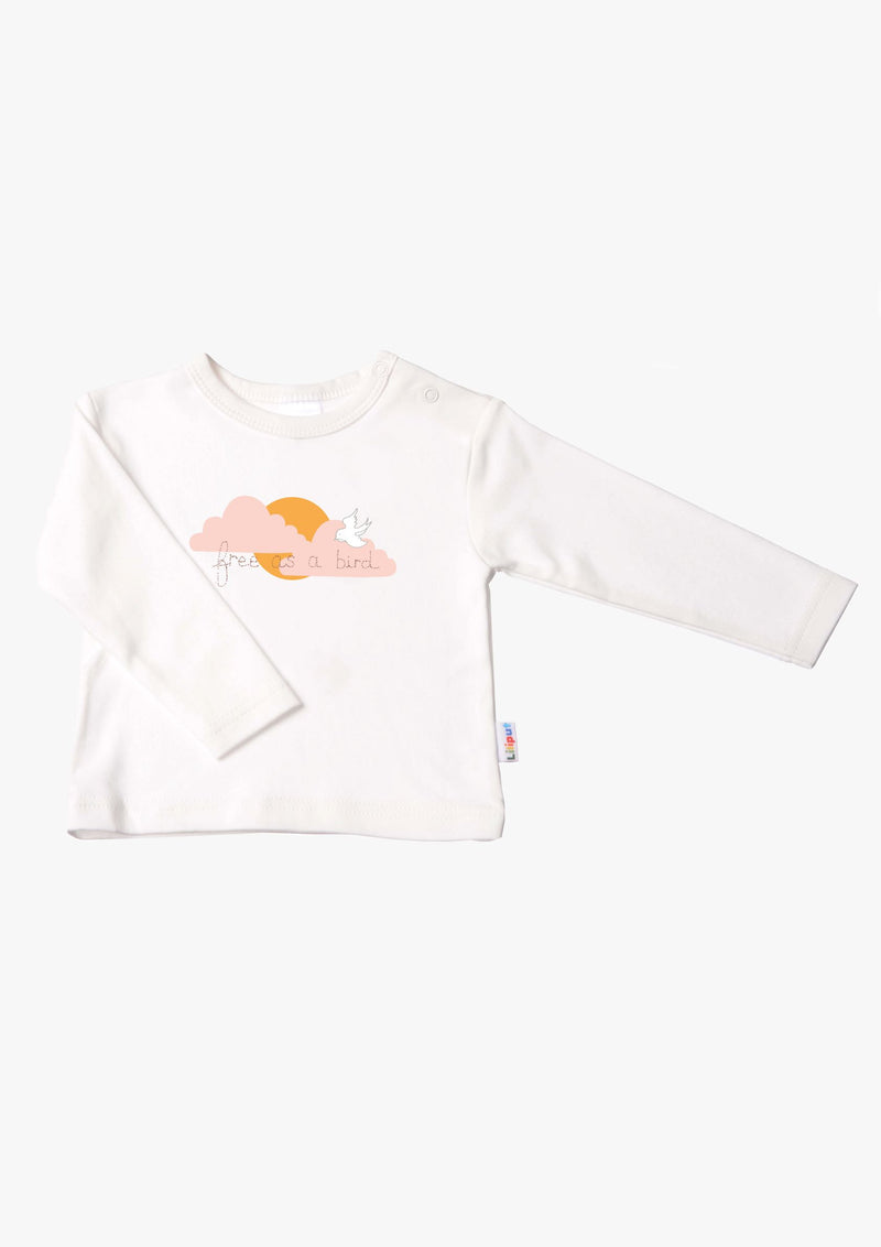 Langarmshirt in ecru mit Free as a bird