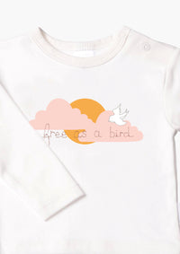 Langarmshirt in ecru mit Free as a bird