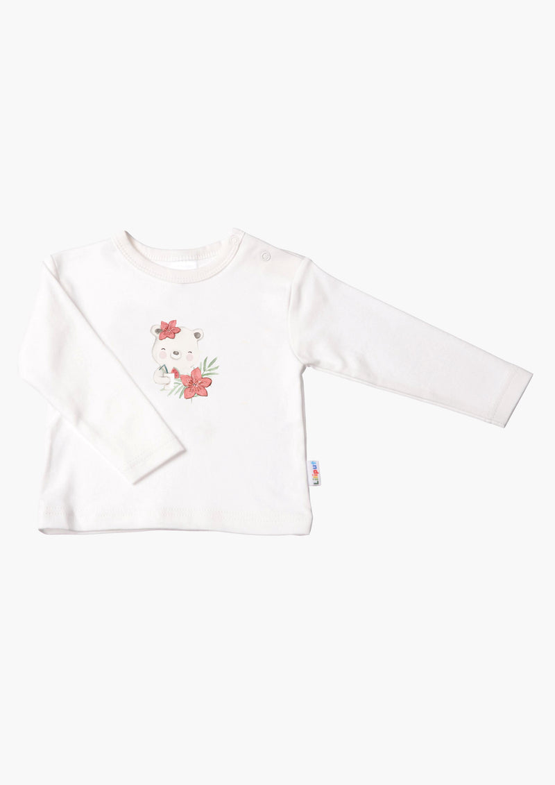 Langarmshirt in ecru mit tropical bear