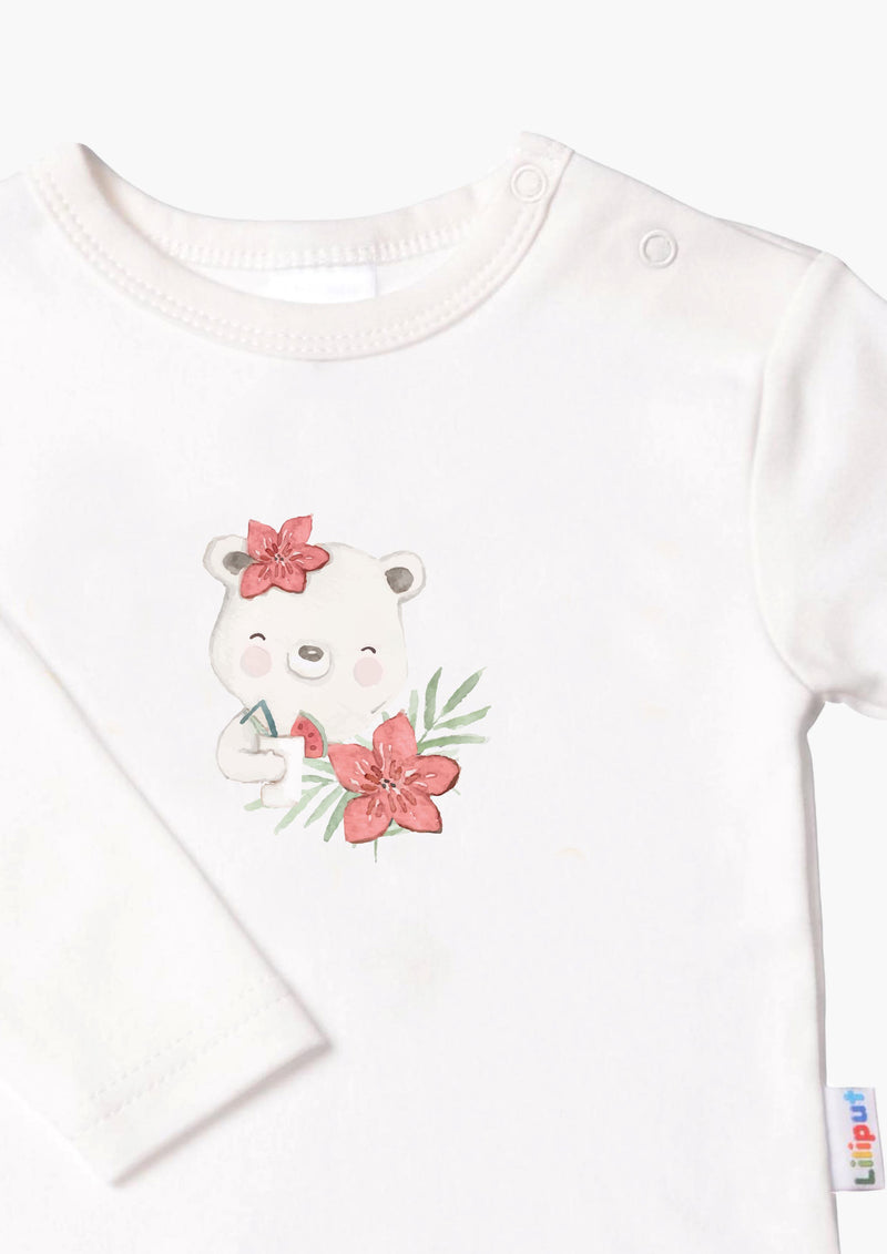 Langarmshirt in ecru mit tropical bear