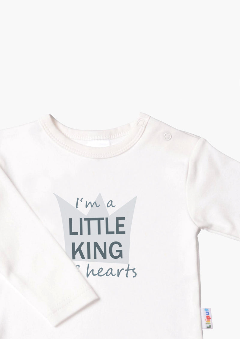 Langarmshirt in ecru mit little king of hearts