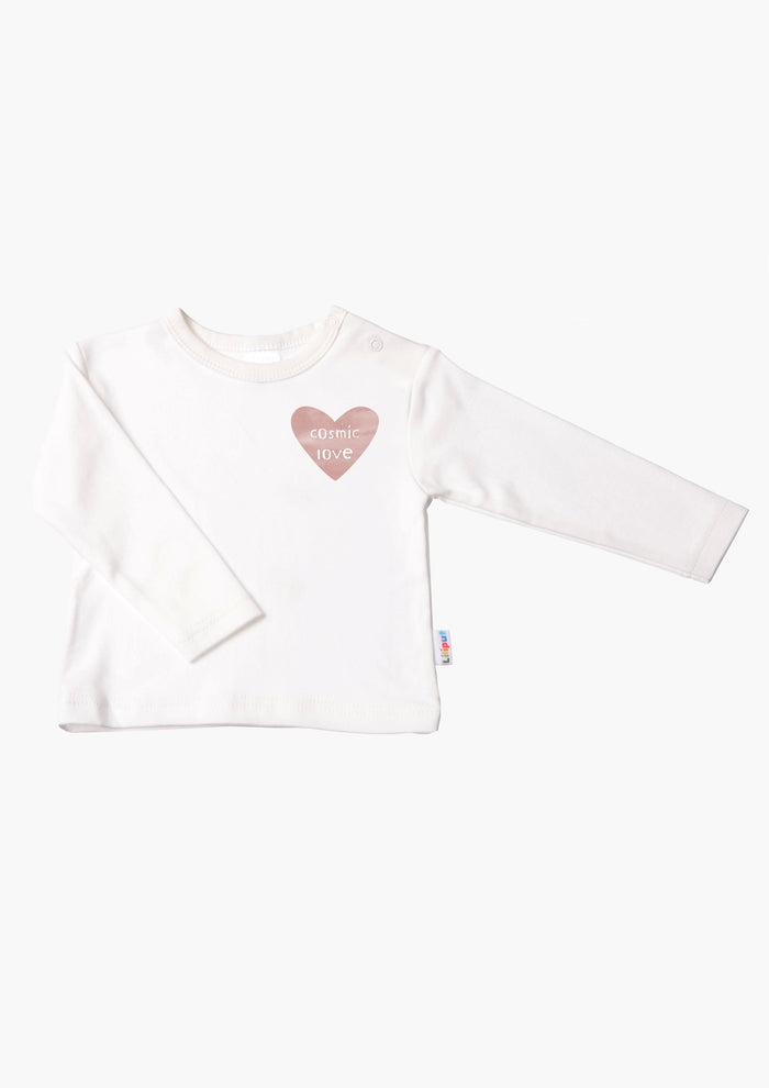 Langarmshirt in ecru mit Cosmic Love