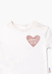 Langarmshirt in ecru mit Cosmic Love