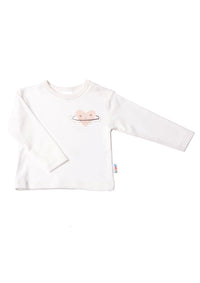 Langarmshirt in ecru mit Herzen