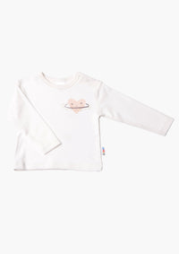 Langarmshirt in ecru mit Herzen