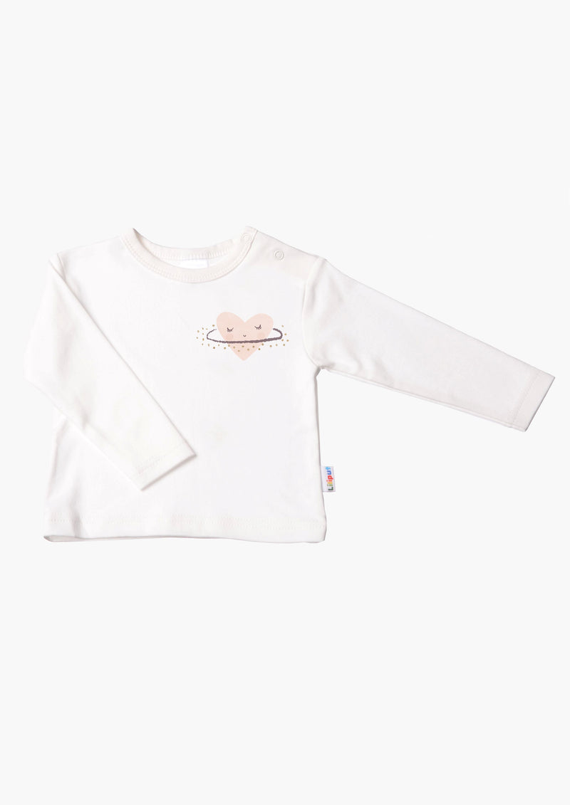 Langarmshirt in ecru mit Herzen